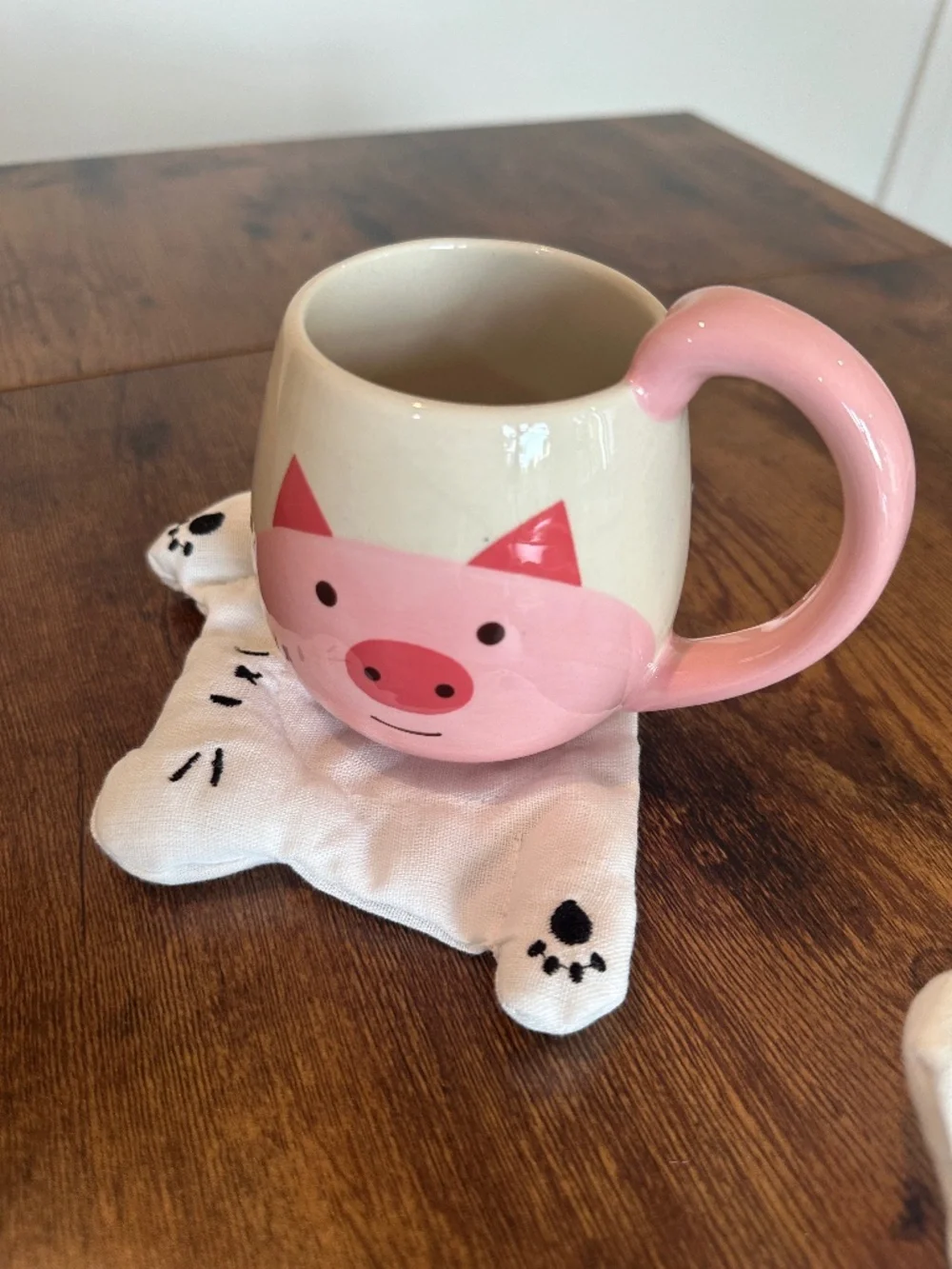 Set Of Two White Cat Cup Coasters